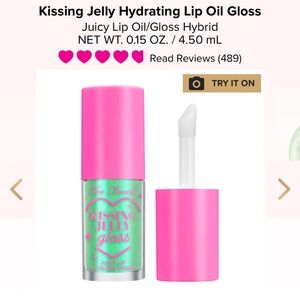 Too Faced Kissing Jelly Hydrating Lip Oil Gloss - green apple